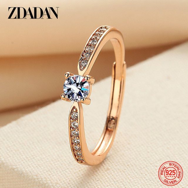 ZDADAN Ring 925 Silber, Gold, Moissanit, Damen - Bild 1