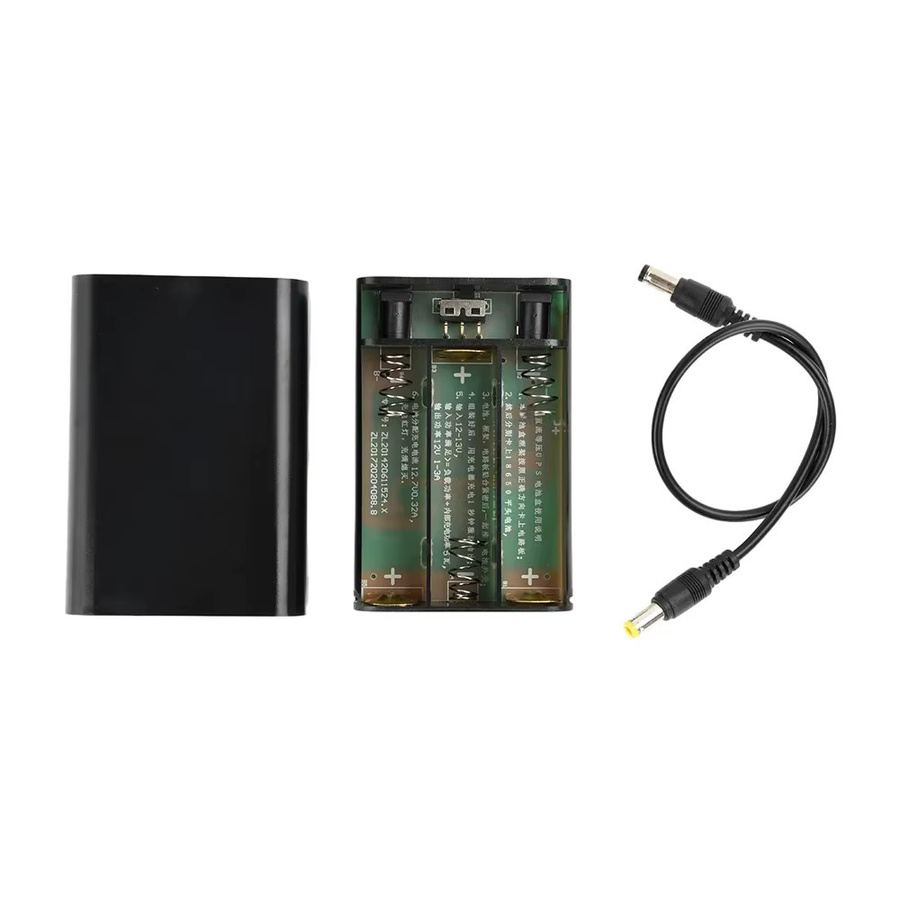 DIY-Kit DC12V Isobarische Unterbrechungsfreie UPS Powerbank mit 3*18650 Batteriebox und Lötfreiem Ladeadapter in Schwarz mit DC5.5*2.1mm Anschluss - Bild 5