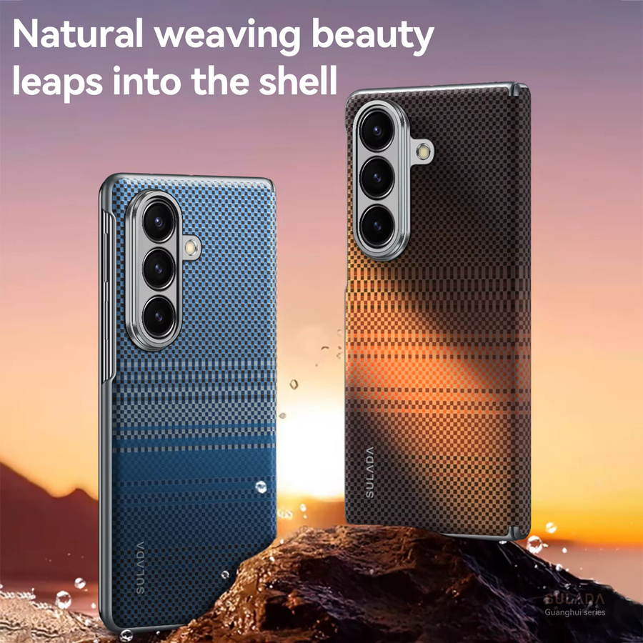 Samsung Galaxy Z Fold 7 Handyhülle aus Kevlar-gewebter Kohlefaser-Textur mit Magnetfunktion in Blau, stoßfeste Abdeckung für kabelloses Laden - Bild 2