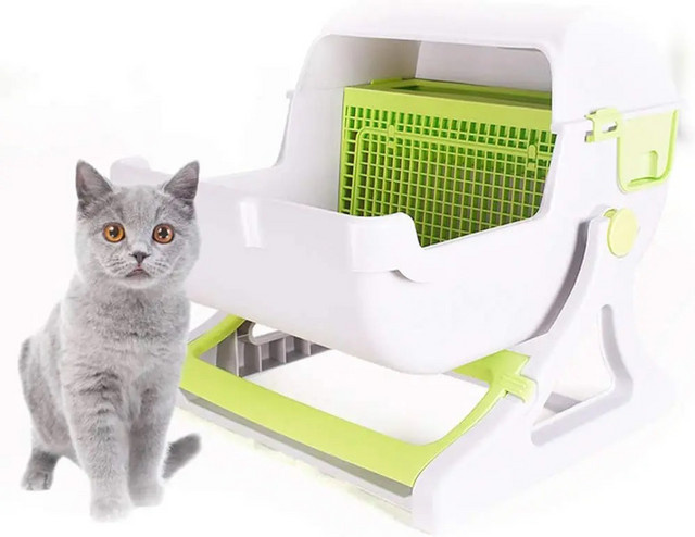 SINGWEDA Katzenstreu Sandkasten Tablett in Grün mit saugfähigen Kristallen zur Hygiene für deine Katzentoilette - Bild 1