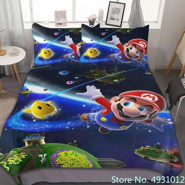 Gu Tao Baby-Bettwäsche-Set mit Super Mario 3D-Motiv, 3-teilig, Mehrfarbig, B/H: 220 x 240 cm - Bild 1