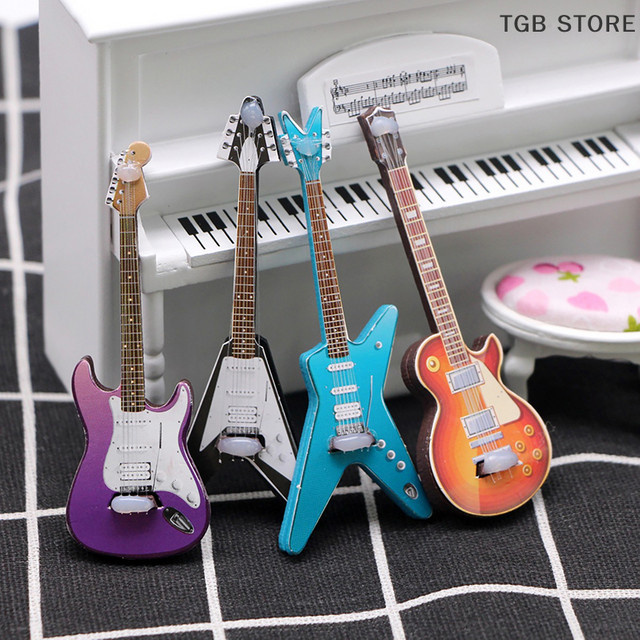 Miniatur elektrische Gitarre als Spielmodell und Zubehör für Puppenhaus-Szenen in Mehrfarbig - Bild 1
