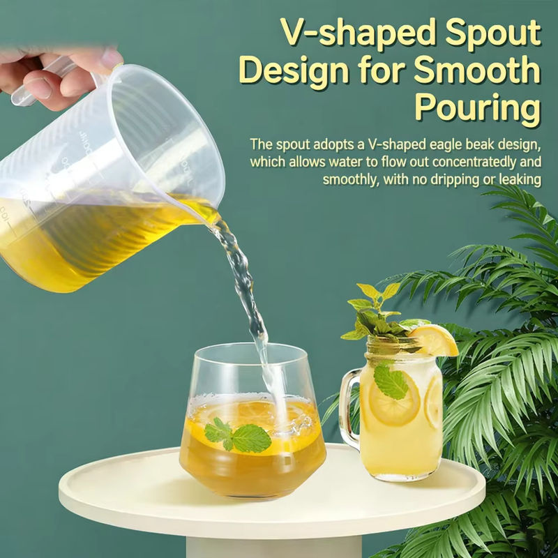 Ouhoe Messbecher aus Kunststoff mit Skala, transparent, rund, 100 ml bis 5000 ml - Bild 4