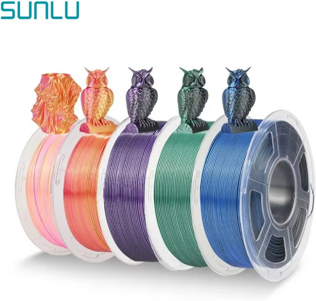 SUNLU SILK Dual & Triple Colors 3D-Drucker-Filament FDM, 1,75 mm, Multicolor (Schwarz/Blau), 1 kg - Bild 1