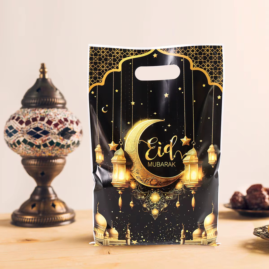 Eid Mubarak Geschenktüten aus Kunststoff in Schwarz für Süßigkeiten und Ramadan-Dekoration - Bild 5