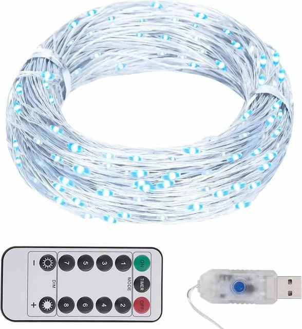 vidaXL LED-Lichterkette mit 300 LEDs in Kaltweiß, 30 m Länge, Kupfer und Weiß mit Fernbedienung und USB-Anschluss - Bild 1