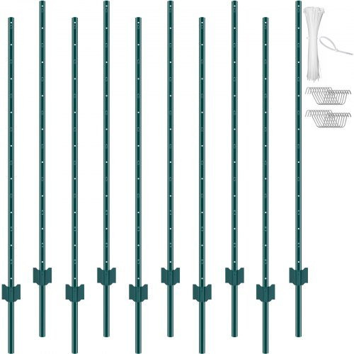 VEVOR U-Profil Zaunpfosten aus Stahl, 10er-Pack, grün, Höhe: 152,4 cm - Bild 1