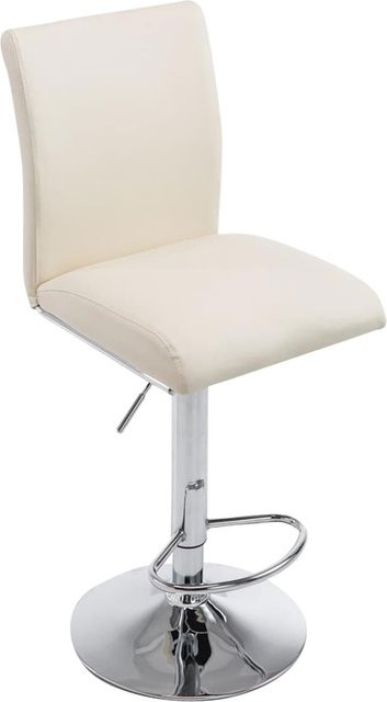 CLP Barhocker Köln Barstuhl mit Lehne und Fußstütze aus Kunstleder in Beige mit höhenverstellbarem Metallgestell in Chrom-Optik - Bild 1