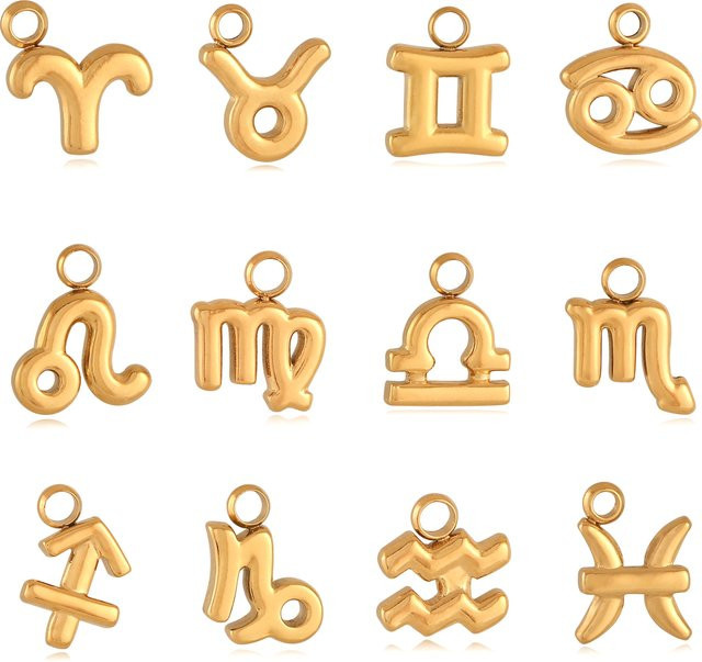Sternzeichen-Charms Edelstahl, Gold, Unisex - Bild 1