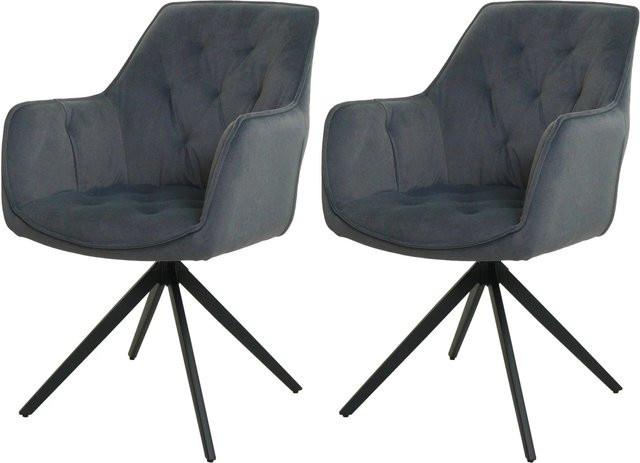 CHEFGASTRO Esszimmerstuhl 2er-Set in Anthrazit aus Stoff und Metall, B/T/H: 55 x 60 x 87 cm, Sitzhöhe: 48 cm - Bild 1