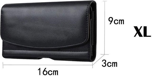 LuckyB Universal Telefon Holster mit Gürtelclip aus Leder für iPhone 15 14 13 und Samsung S24 S23 Ultra in Schwarz XL - Bild 1