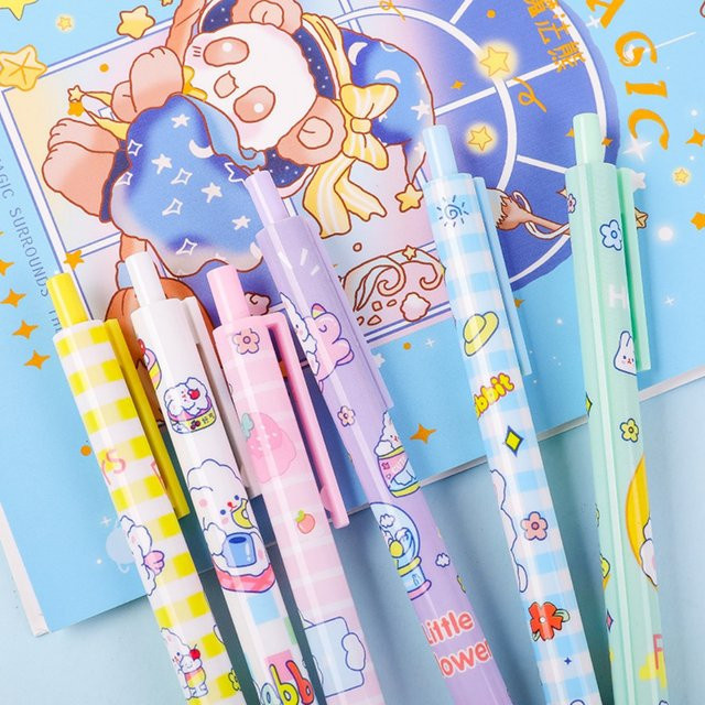 6 Stück Cartoon Gelstifte mit schwarzer Tinte, 0,5 mm, buntes Set für Schule und Büro - Bild 1