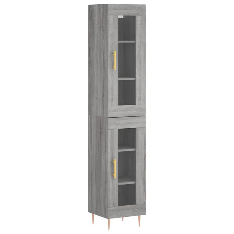 Vidaxl Hoher Schrank in Sonoma-Eiche Grau im modernen Industrial-Design, B/T/H: 34,5 x 34 x 180 cm - Bild 3