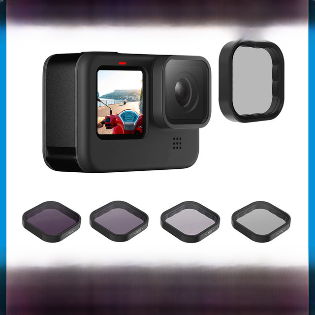 Telesin ND8 ND16 ND32 CPL Filterset aus Aluminium für GoPro Hero 9 10 11 12 Action Kamera in Schwarz - Bild 1