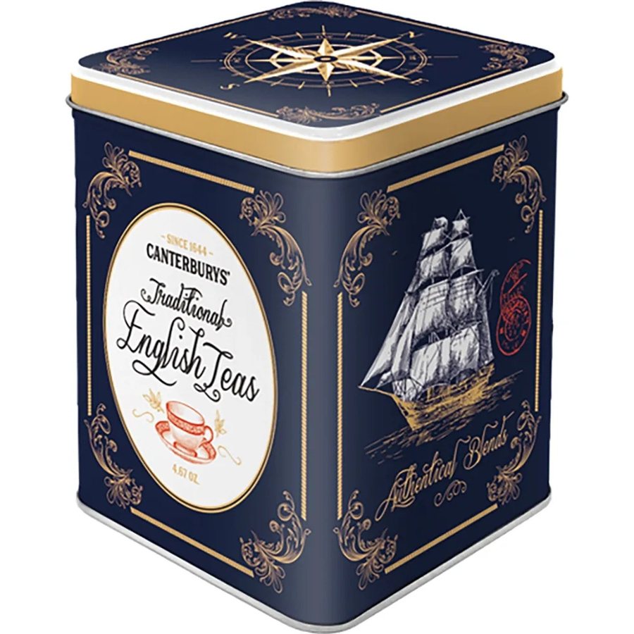 Nostalgic-Art Teedose Traditional English Teas Dunkelblau B: 9,5 cm, T: 7,5 cm, H: 7,5 cm - Bild 2