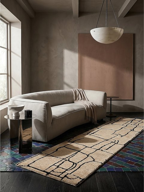 Abstrakt Teppichläufer Kadima Design in Creme-Schwarz B: 80 cm, L: 300 cm - Bild 1