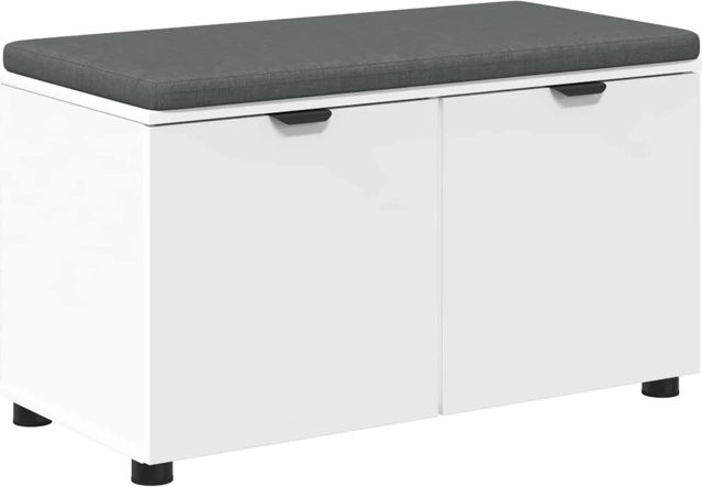 vidaXL Flurbank mit Kissen und Schuhregal in Weiß, B/T/H: 80 x 38 x 46 cm - Bild 1