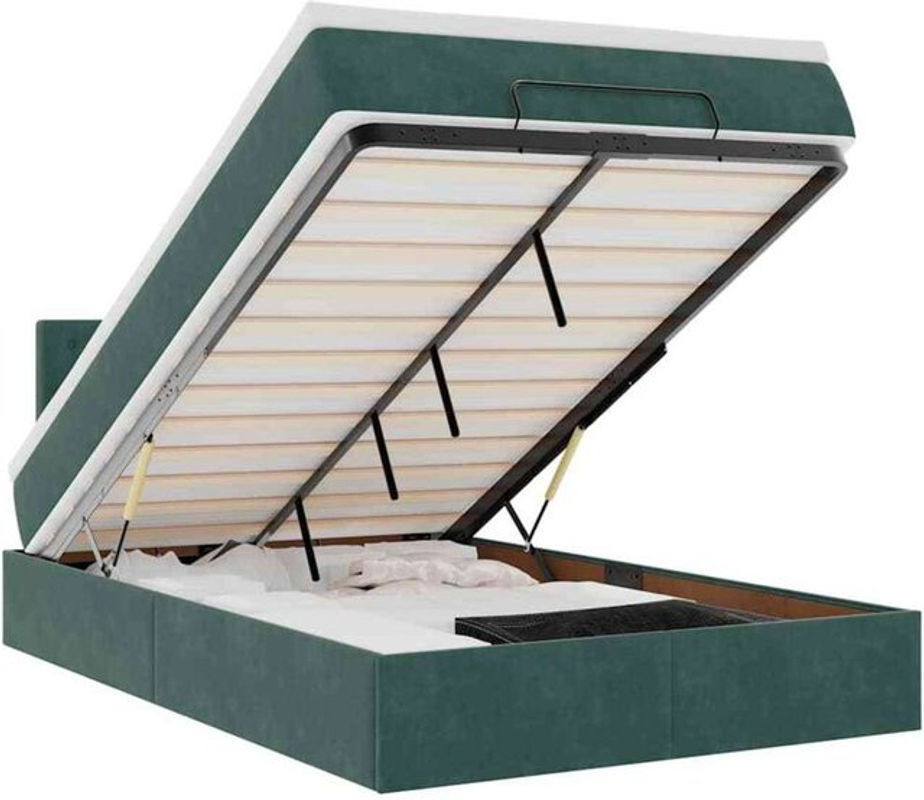 Vidaxl Ottoman Polsterbett mit Matratze aus Samt in Dunkelgrün B/T/H: 120 x 200 x 88 cm - Bild 1