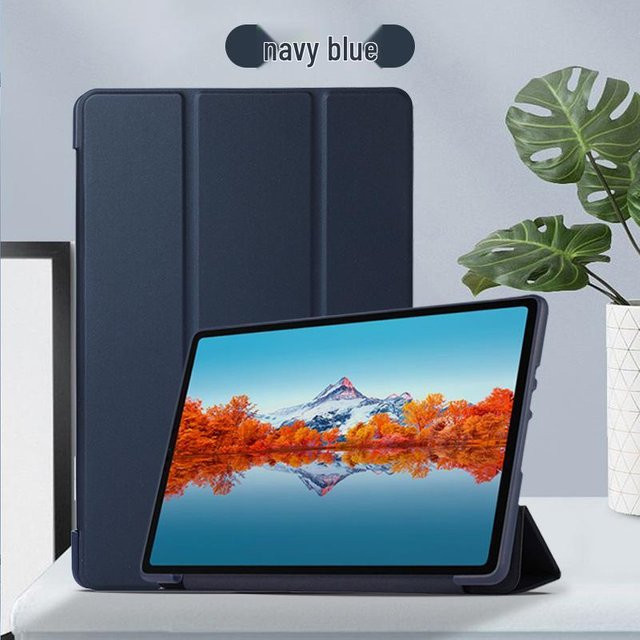 ElectroCN Dreifachhülle aus Silikon und Leder für Samsung Galaxy Tab A7 T500, A8 X200 und A7 T505 in Navy Blau - Bild 1