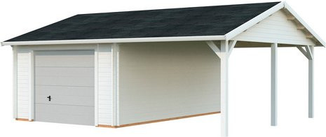 Palmako Garage Roger mit Sektionaltor und Satteldach aus Fichte, Farbe: Weiß, B/T/H: 703 x 619 x 316 cm - Bild 2