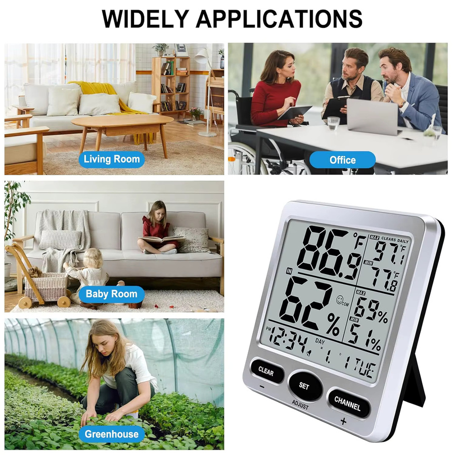 Urageuxy Smart Indoor Digitales Thermometer und Hygrometer in Weiß mit Echtzeit-Temperatur-Feuchtigkeitsmonitor, Alarmfunktion und Max/Min-Aufzeichnung - Bild 6
