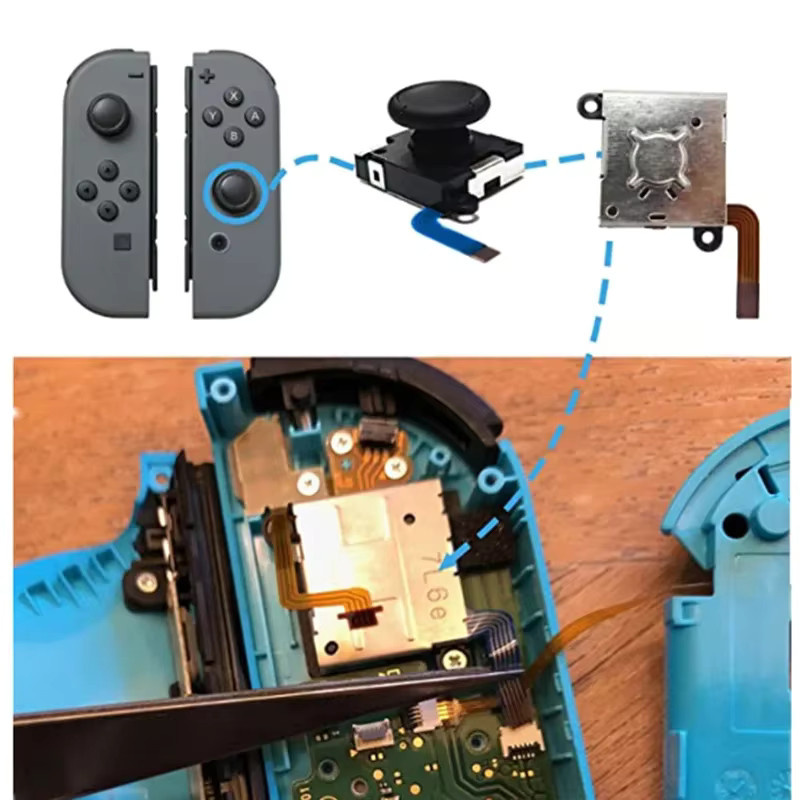 Ersatz-Joystick für Nintendo Switch, Switch Lite und Joycon Controller, Analog Thumb Stick Reparatur-Set in Schwarz oder Blau - Bild 5