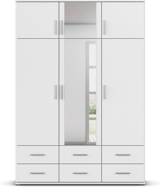 RAUCH BLUE Kemi Drehtürenschrank mit Spiegel und integrierten Schubladen in Blau, H: 194 cm, B: 268 cm, T: 53 cm - Bild 1
