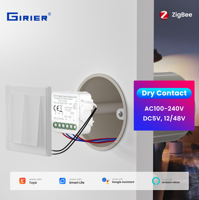 GIRIER Tuya ZigBee 3.0 Smart Trockenkontakt-Schaltmodul in Weiß für Hausautomation kompatibel mit Alexa - Bild 1