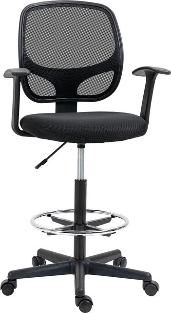 Vinsetto ergonomischer Bürostuhl von Aosom als Schreibtischstuhl und Zeichenstuhl in Schwarz mit verstellbarem Fußring, B/T/H: 60 x 56 x 110-132 cm - Bild 1