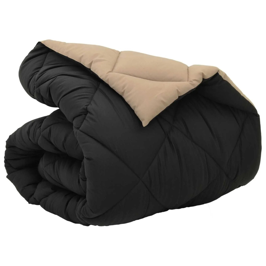 vidaXL Winterbettdecke aus Mikrofaser in Schwarz und Beige, B/B: 140 x 220 cm - Bild 2