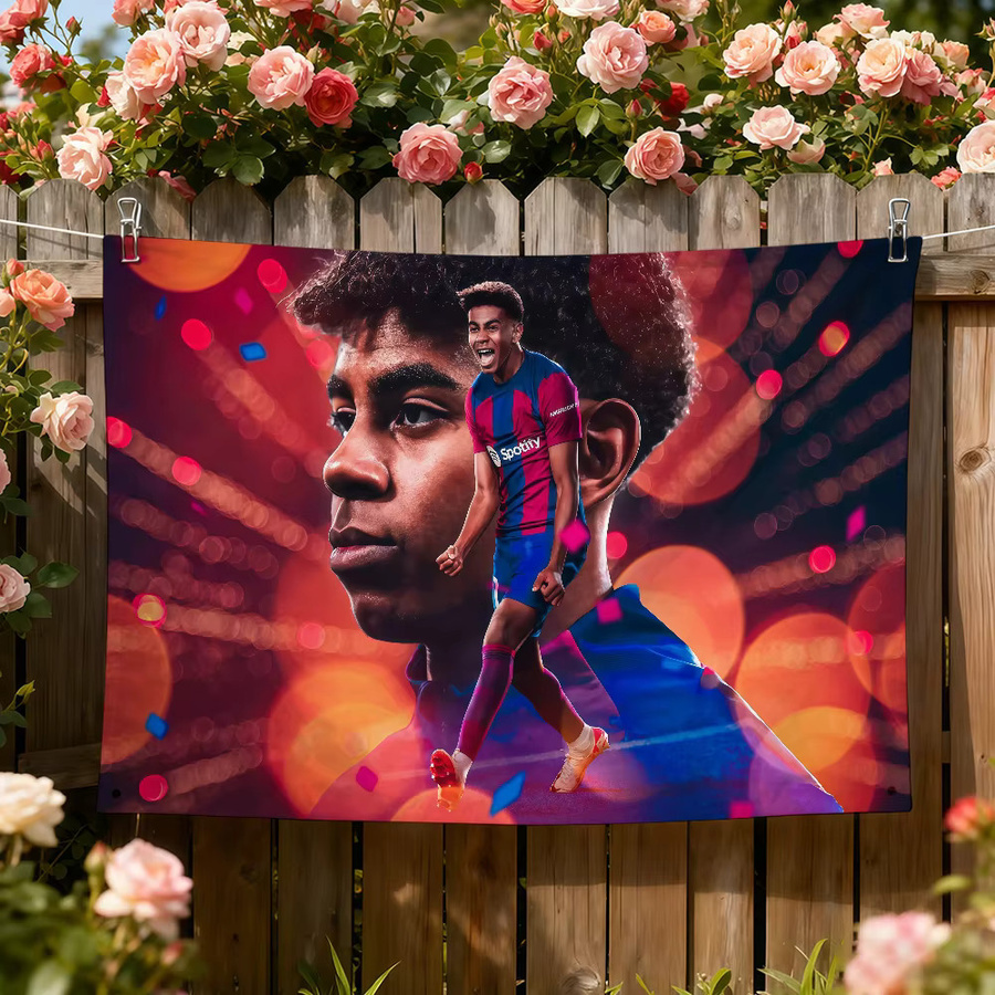 Fußball-Flagge Lamine Yamal Banner in Mehrfarbig für Außenbereich und Innenbereich, B/H: 60 x 40 cm - Bild 6