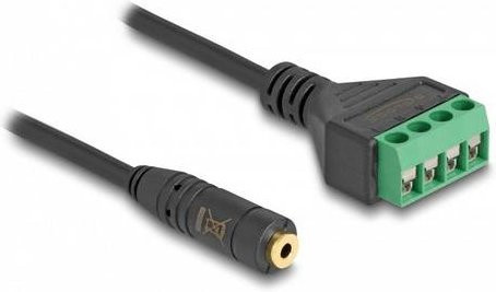 Delock 66295 Audio Anschlusskabel mit 3,5 mm Klinkenbuchse, Schwarz und Grün, 0,2 m - Bild 1