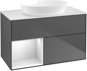 V&B Waschtischunterschrank Finion 100 in Weiß und Anthrazit lackiert, B/T/H: 100 x 50,1 x 50,1 cm - Bild 1