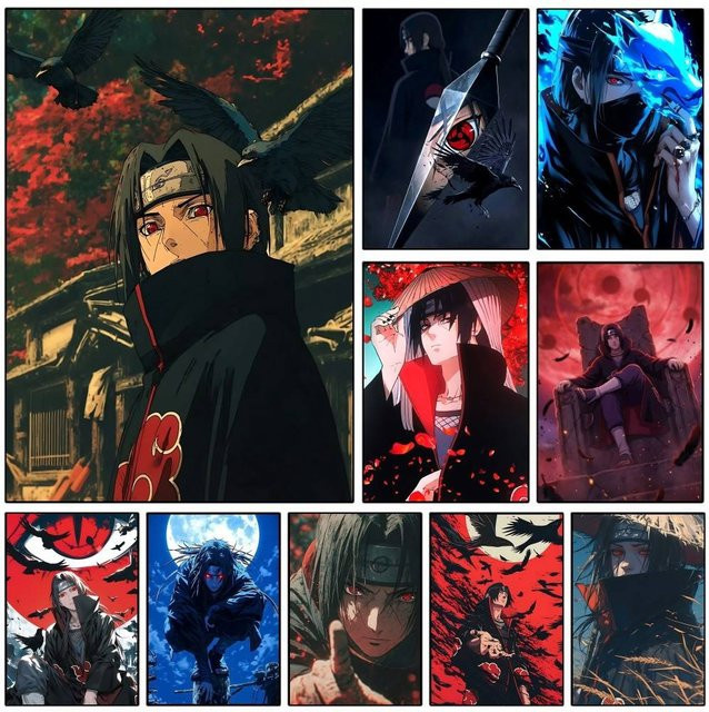Naruto Itachi Uchiha Poster als Vintage-Wandkunst in Mehrfarben - Bild 1