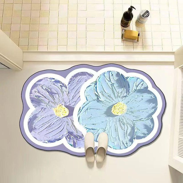 Saugfähige Kieselgurmatte in Blumenform von Yiran Furniture, rutschfeste Fußmatte für Badezimmer und Eingangsbereich, B: 80 cm, T: 50 cm - Bild 1