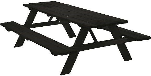 Picknicktisch Luxe von Intergard in Schwarz aus Kiefernholz und Hartholz, Breite: 180 cm, Höhe: 75 cm, Tiefe: 75 cm - Bild 1