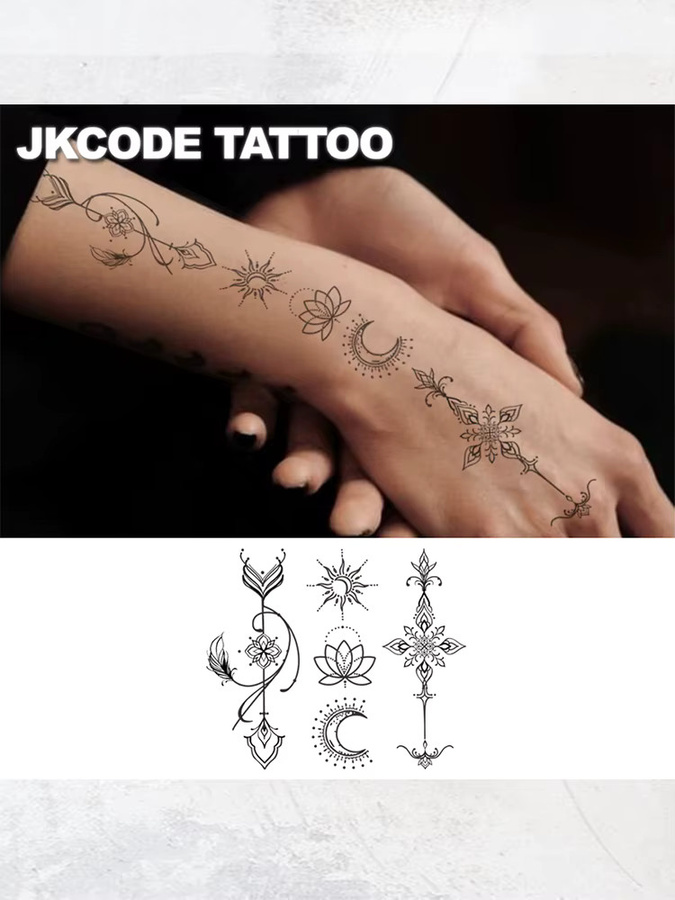 JKCODE TATTOO Sanskrit-Symbol-Temporärtattoo, Unisex, 3 Arten - Bild 6