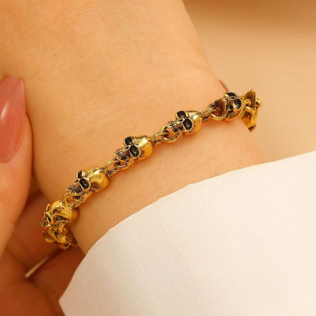 YULIN Perlenarmband, Totenkopf, Gold, Unisex - Bild 1