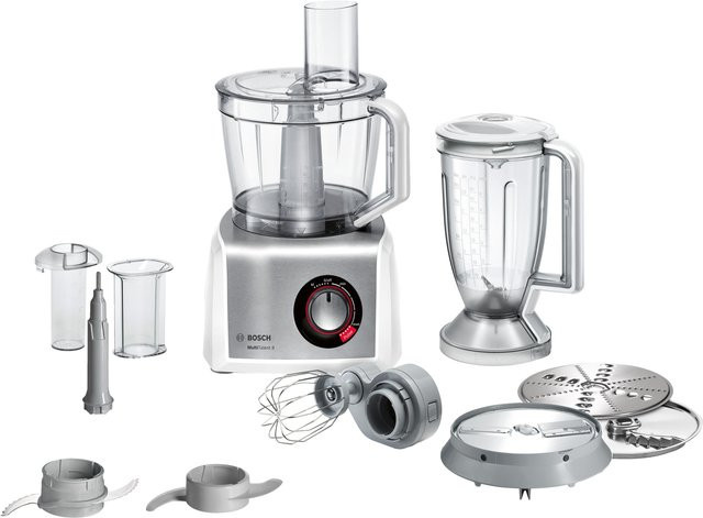 Bosch Küchenmaschine MC812S814 Foodprocessor in Weiß und Silber mit Edelstahl-Elementen und 1250W Leistung - Bild 1