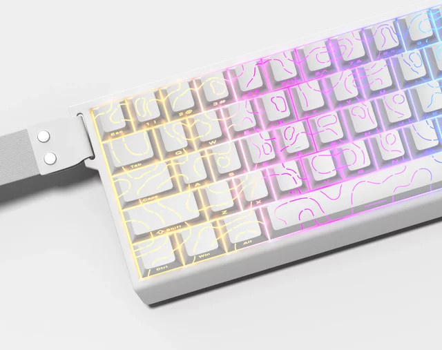 Oeny Topographic 4.0 Double Shot PBT Tastenkappen-Set in Weiß und Schwarz, Cherry Profile für Cherry MX Switches, 98 Tasten mit RGB-Beleuchtung für Gaming-Tastaturen - Bild 1