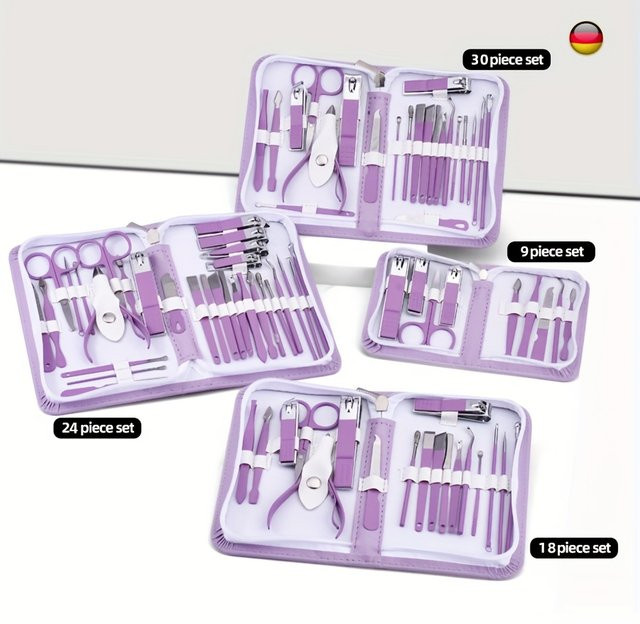 OLOEY Maniküre-Set aus Edelstahl, Lila und Blau Metallic, Unisex - Bild 1