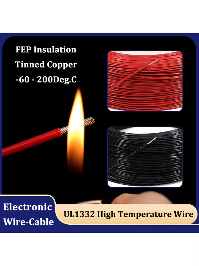 Hochtemperatur-PTFE-Draht UL1332 mit FEP-Isolierung aus verzinntem Kupfer in Schwarz und Rot, verschiedene AWG-Stärken verfügbar - Bild 6