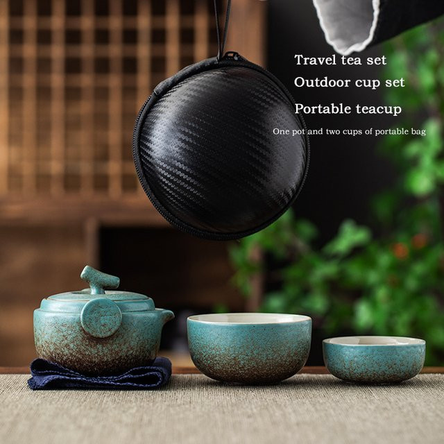 Handgefertigtes Kung-Fu-Teeset aus Keramik mit Teekanne und Tassen für Reisen und Büro - Bild 1