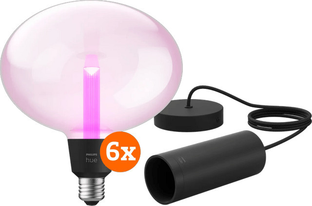 Philips Hue Lightguide Ellipse LED Pendelleuchte mit E27 Leuchtmitteln in White und Multicolor, 6er Pack inklusive Pendelkabel - Bild 1