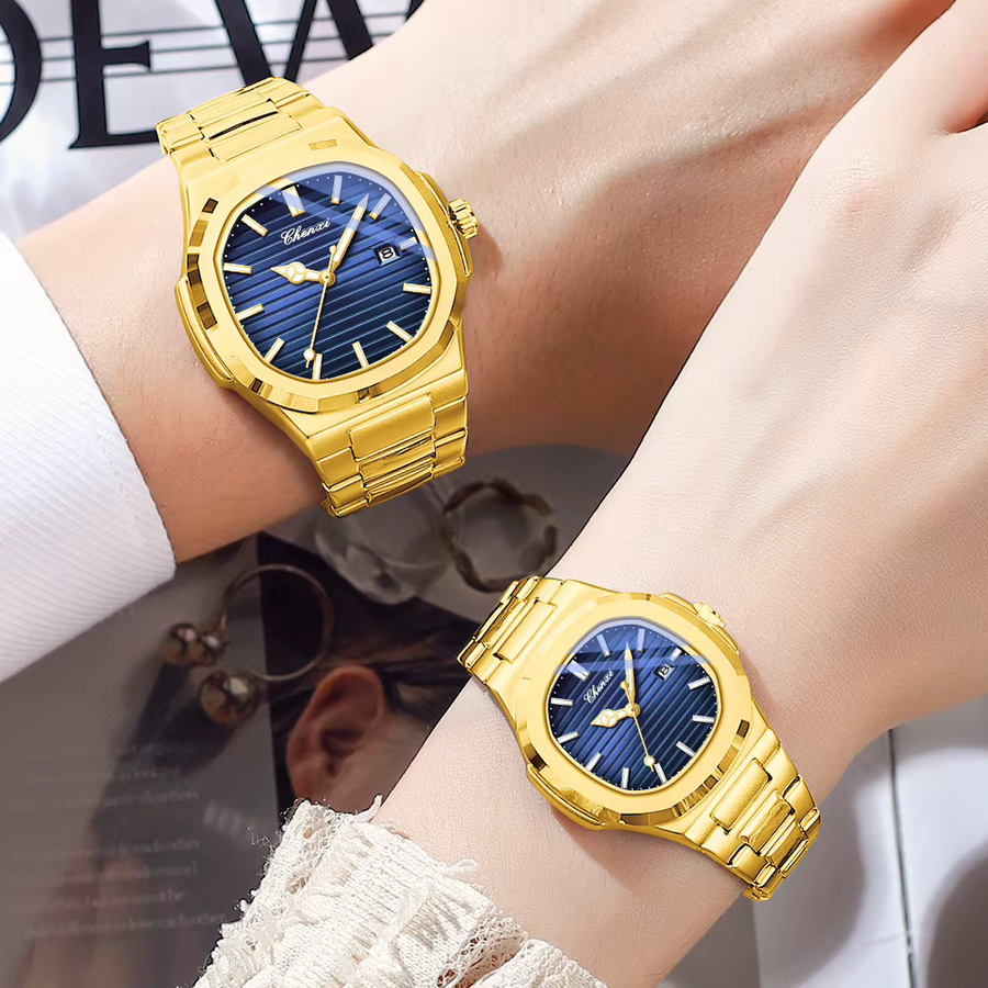 CHENXI Armbanduhr Quarz, Edelstahl, Gold, Unisex - Bild 4