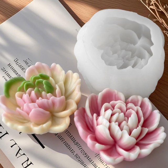 Silikonform Rose von LONTL in Pink für DIY 3D Blumen, Kerzen, Gips, Harz oder Seife - Bild 1