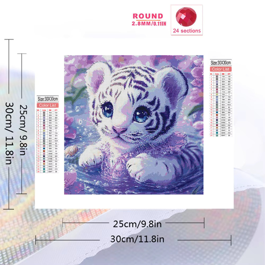 Evershine Diamant-Stickerei Tiger-Bild mit bunten Strass-Steinen als Voll-Diamant-Mosaik für Kinder, Multicolor, B/H: 20 x 20 cm - Bild 2