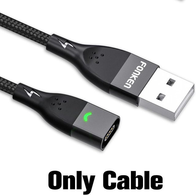 FONKEN Magnet-Schnellladekabel mit USB-C und Micro-USB Anschluss, 1 m Länge, Schwarz - Bild 1