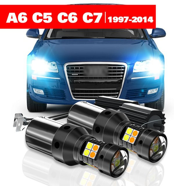LECIBUBI LED Dual Modus Blinker und Tagfahrlicht DRL Set in Schwarz für Audi A6 C5 C6 C7 1997-2014, 2 Stück - Bild 1