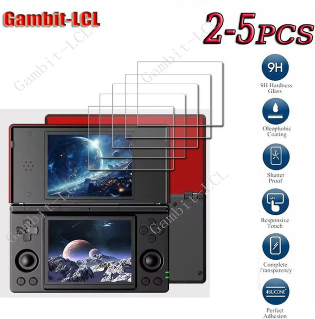 Anbernic RG DS Displayschutzfolie aus 9H HD gehärtetem Glas, transparent, 4 Zoll - Bild 1